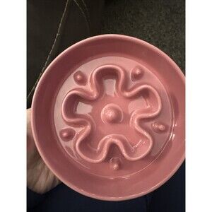 LE TAUCI Pet Ceramic Slow Feeder Pink Bloom Puzzle Dog Bowl 1.5 Cups 20oz